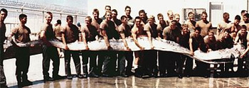 «Морські котики» демонструють оселедцевого короля з дуже рідкісною довжиною в 7 м, якого викинуло на берег у 1996 році поблизу Сан-Дієго, США