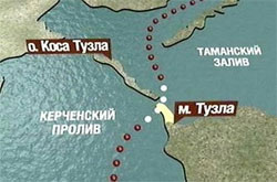 Лінія адміністративного кордону між УРСР і РРФСР з урахуванням дамби біля м. Тузла