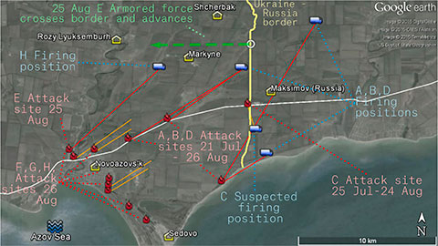 Артилерійські обстріли у Новоазовському районі з 21.07 по 26.08.2014 р.