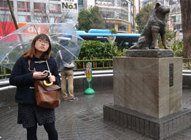 Токіо. Пам’ятник Хатіко. Одна з головних визначних пам’яток станції «Сібуя». Популярне і зручне місце зустрічі японських дівчат